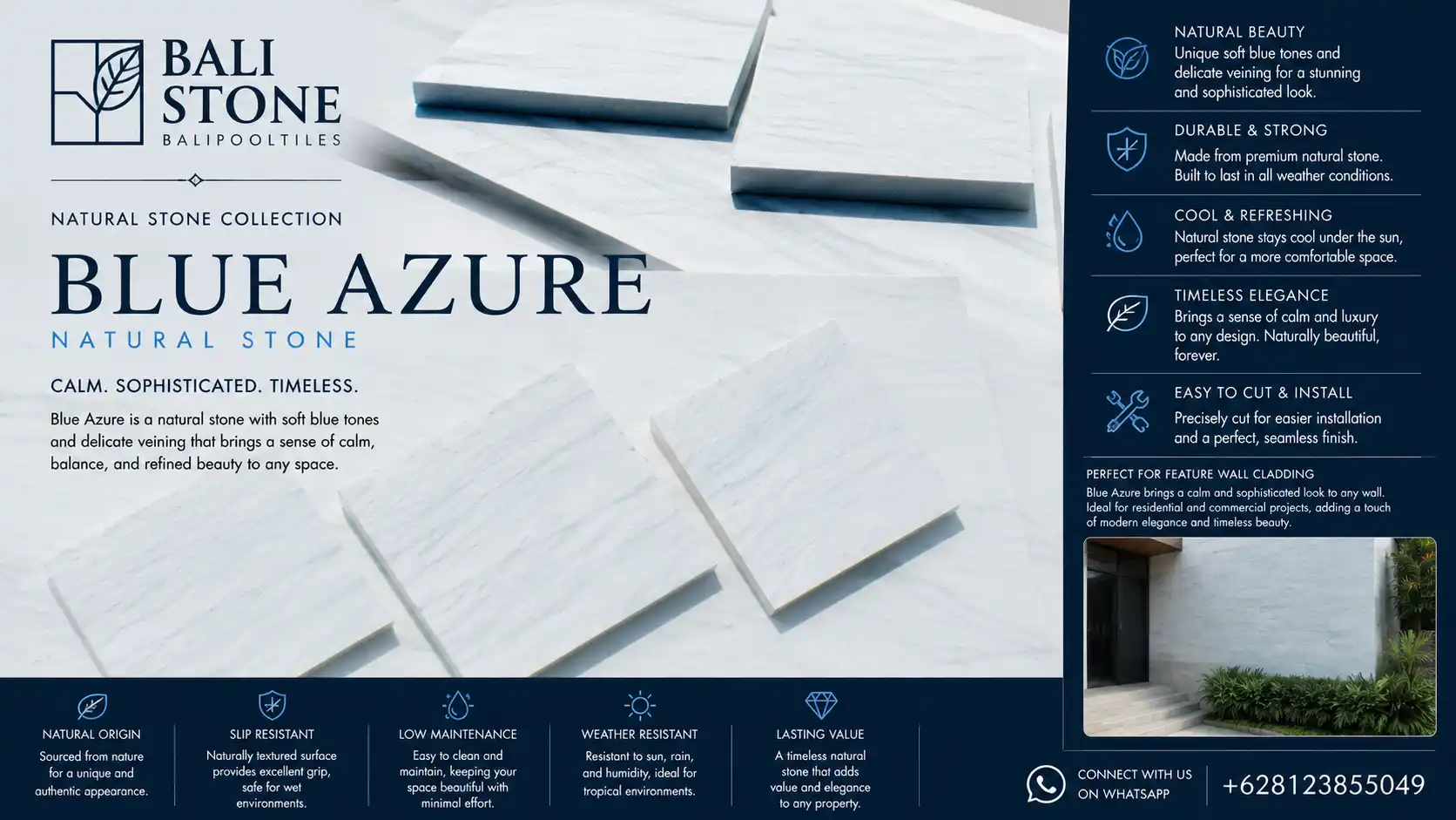 Bali blue azure wall cladding stone supplier